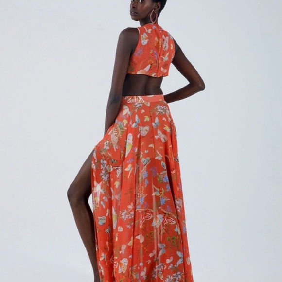 $595 MY BEACHY SIDE Begonia Cut-Out Dress in Gold Flame NWT Size Medium REVOLVE - Picture 3 of 5